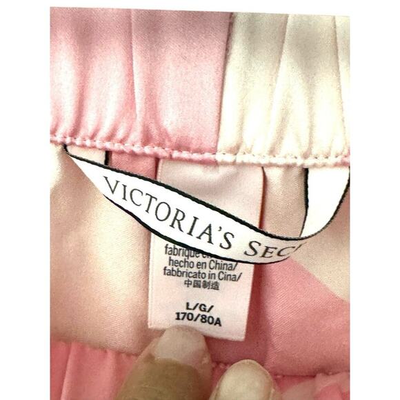 Victorias Secrets Pink Striped Womens Pajama Pants Soft Satin Size L Lounge - Picture 3 of 7
